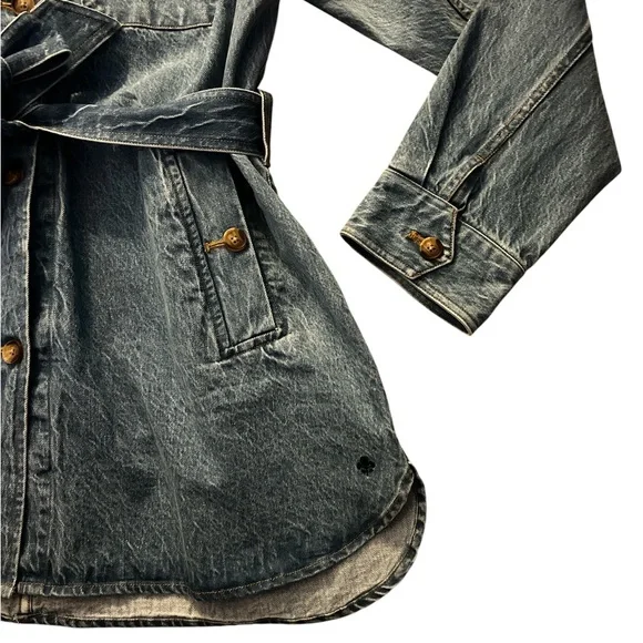 Marea By Liz Joy DENIM UTILITY JACKET - VINTAGE WASH SZ M - Picture 7 of 12